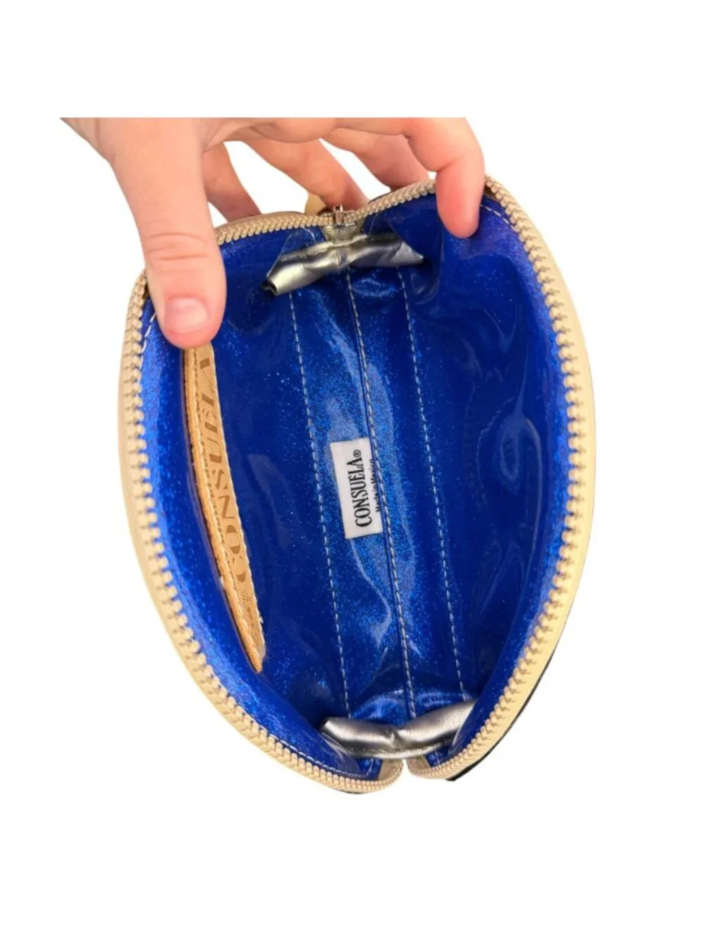 Consuela Black Quilted Patent Leather Cosmetic Bag